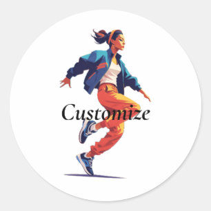 Pegatina Redonda Bailarina Hip Hop Thunder_Cove