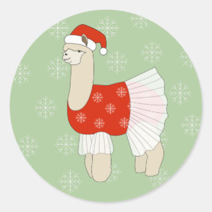 Pegatina Redonda Bailarina Llama Navidad Copos de Nieve illusima