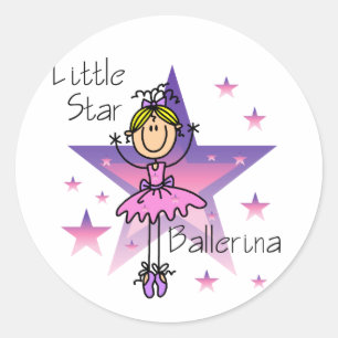 Pegatina Redonda Bailarina Pequeña Estrella - Cabello Rubio