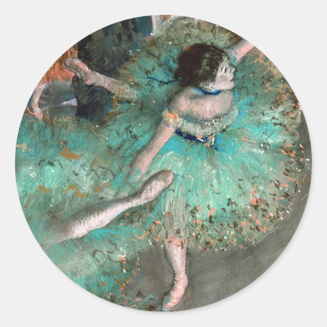 Pegatina Redonda Bailarina verde (Danseuse Verte) Edgar Degas (Anverso)