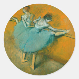 Pegatina Redonda Bailarinas de Degas en el ballet de bar