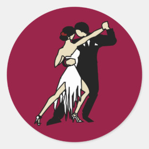 Pegatina Redonda Bailarinas de tango