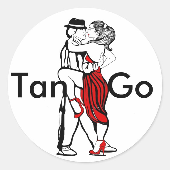 Pegatina Redonda Bailarinas de tango (Anverso)