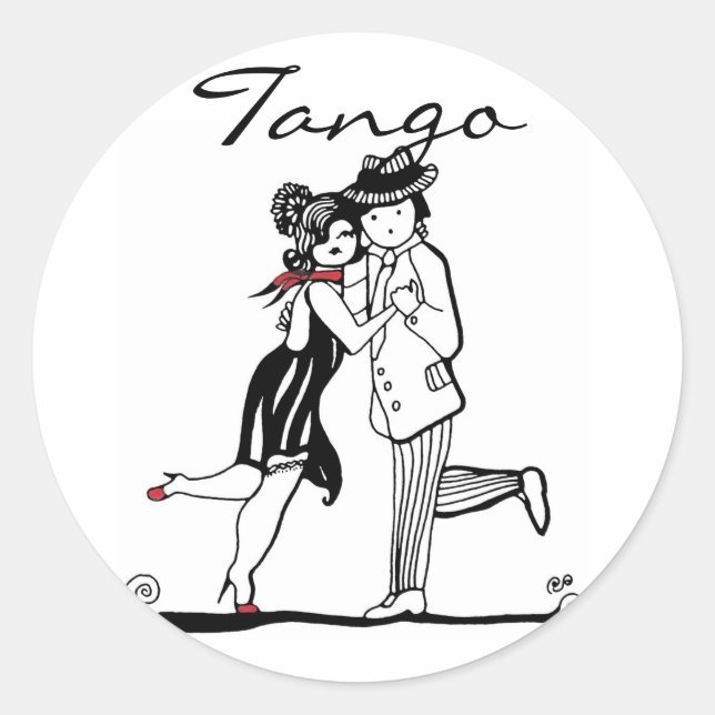 Pegatina Redonda Bailarinas de tango (Anverso)