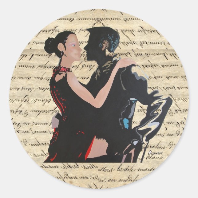Pegatina Redonda Bailarinas de tango (Anverso)