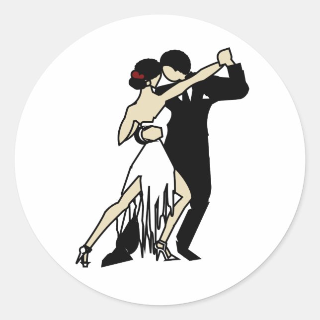 Pegatina Redonda Bailarinas de tango vintage (Anverso)