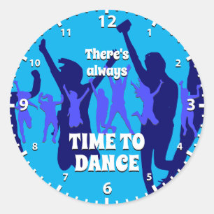 Pegatina Redonda Bailarinas   SIEMPRE TIEMPO PARA BAILAR   Azul cia