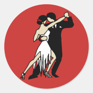 Pegatina Redonda Bailarines de Tango