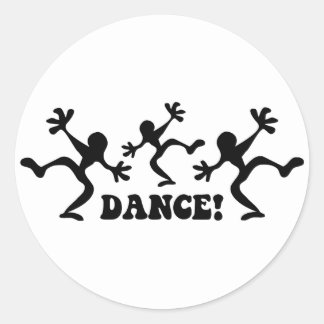 Pegatina Redonda Bailarines locos bailando