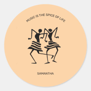 Pegatina Redonda Bailarines motivacionales, celebraciones de siluet