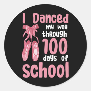 Pegatina Redonda Bailé A Través De 100 Días De Bailarina Escolar