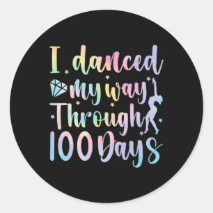 Pegatina Redonda Bailé A Través De 100 Días De Bailarina Escolar