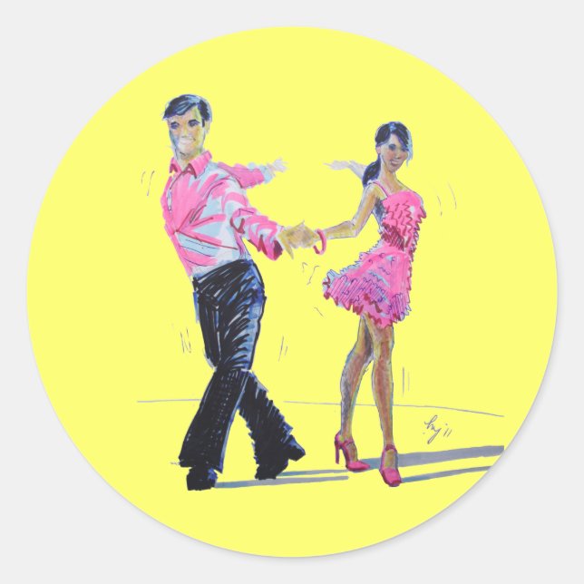 Pegatina Redonda Baile Cha Cha Cha Ballroom (Anverso)