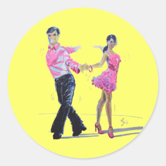 Pegatina Redonda Baile Cha Cha Cha Ballroom