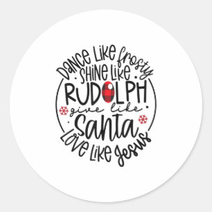 Pegatina Redonda Baile Como Brillo Escarchado Como Rudolph Lo