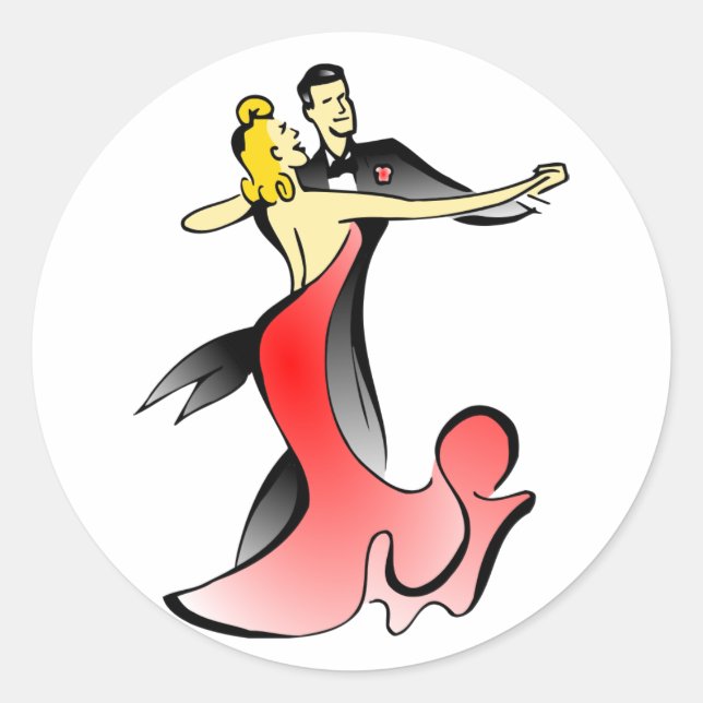 Pegatina Redonda Baile de bailarinas bailando pareja baile swing (Anverso)
