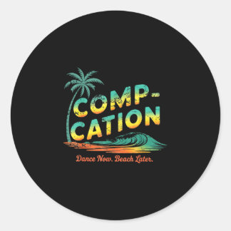 Pegatina Redonda baile de competición playa más tarde verano vintag