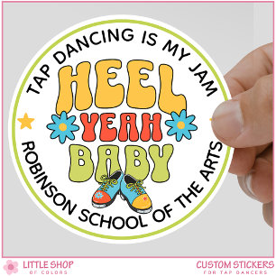 Pegatina Redonda Baile de Golpeteo Personalizable de Estilo Retro
