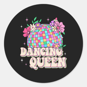 Pegatina Redonda Baile de la Reina Shirt Retro Danza de mamá 70's 8