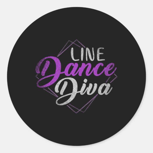 Pegatina Redonda Baile de línea de baile diva (Anverso)