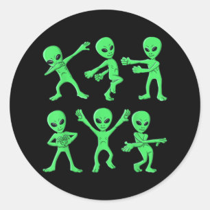 Pegatina Redonda Baile de los Alienígenas Dance Challenge Halloween