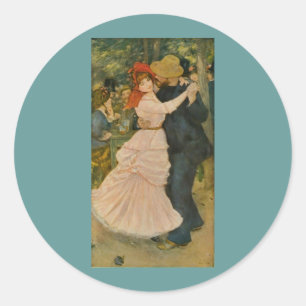 Pegatina Redonda Baile de Pierre-Auguste Renoir en Bougival (1883)