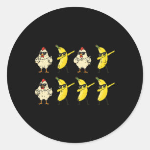 Pegatina Redonda Baile de pollo Nana Dab Baile divertido Meme niños