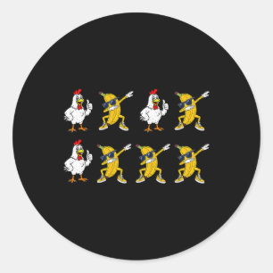 Pegatina Redonda Baile de pollo Nana Dab divertido meme de baile ni