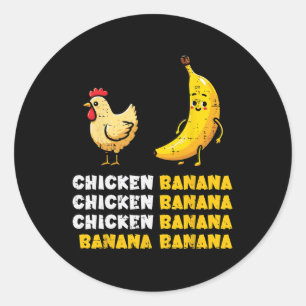 Pegatina Redonda Baile de pollo Nana divertido meme de frutas chica