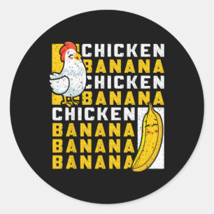 Pegatina Redonda Baile De Pollo Y Nana Meme De Fruta Divertido Para