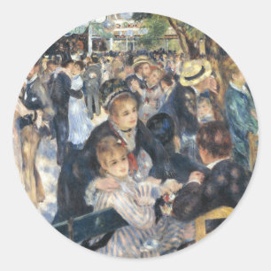 Pegatina Redonda Baile de Renoir en Moulin de la Galette Vintage