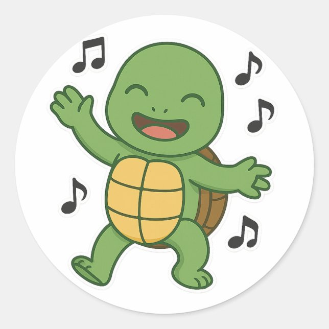 Pegatina Redonda Baile de tortuga  (Anverso)