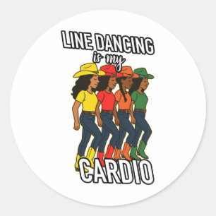 Pegatina Redonda Baile en línea Cardio Mujeres Negras bailarinas Co