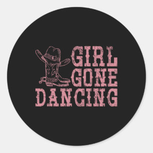 Pegatina Redonda Baile en línea de Texas Dancing Rodeo Cowboy Danza