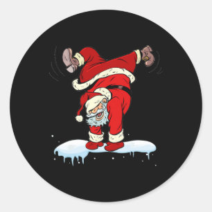 Pegatina Redonda Baile Hip Hop Santa Claus Navidades Fiesta