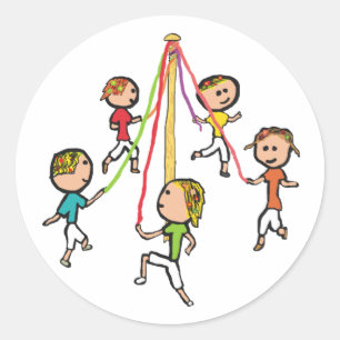 Pegatina Redonda Baile Maypole
