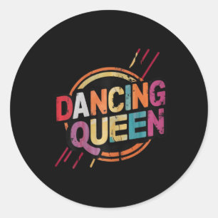 Pegatina Redonda Baile Queen Fiesta Disco Dance Para Mujeres Y Chic