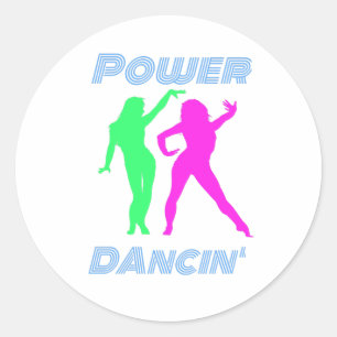 Pegatina Redonda Baile - Retro Power Dancin 'Chicas