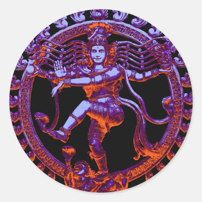 Pegatina Redonda Baile Shiva Nataraja (Anverso)