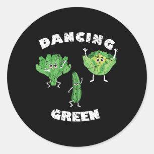 Pegatina Redonda Baile verde I Fundido Vegans Vegetarianos Vegetari