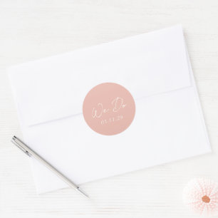 Pegatina Redonda Bailee Peach Modern Boda