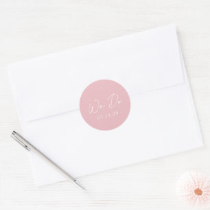 Pegatina Redonda Bailee Pink Modern Boda