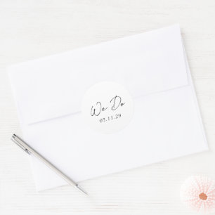 Pegatina Redonda Bailee White Modern Boda