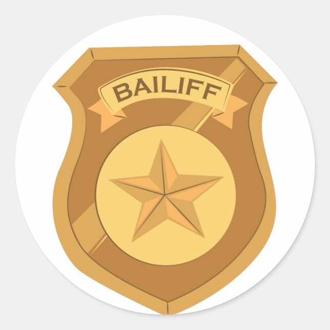 Pegatina Redonda Bailiff Badge (Anverso)