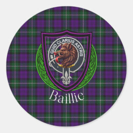 Pegatina Redonda Baillie Scottish Clan Tartan & Crest