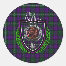 Pegatina Redonda Baillie Scottish Clan Tartan & Escudo