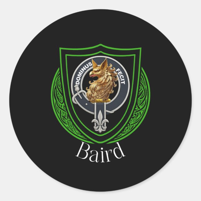 Pegatina Redonda Baird Scottish Clan Escudo (Anverso)