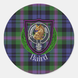Pegatina Redonda Baird Scottish Clan Tartan & Crest