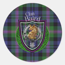 Pegatina Redonda Baird Scottish Clan Tartan & Escudo