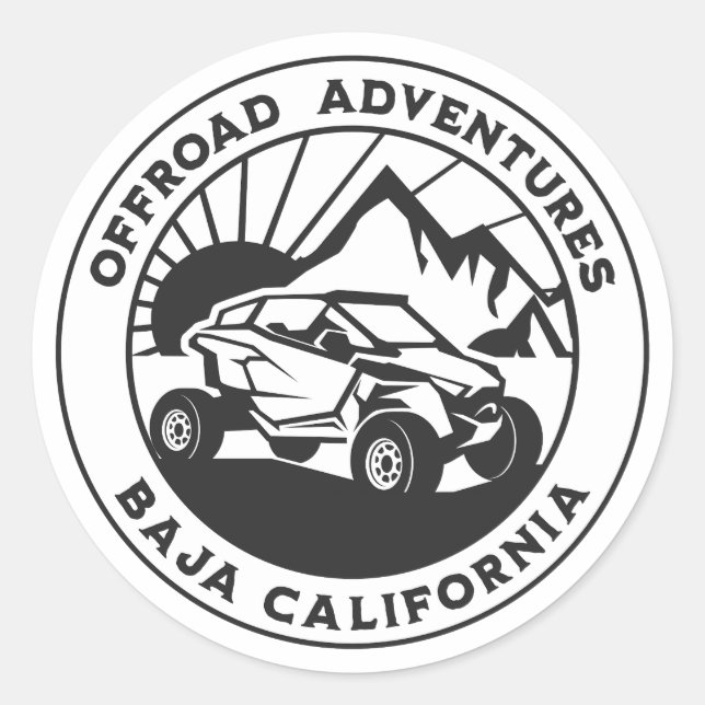 Pegatina Redonda Baja California Offroad ATV (Anverso)